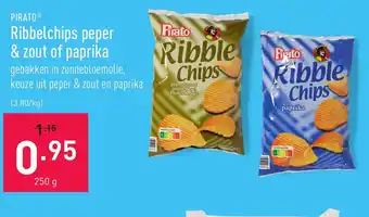 ALDI Pirato ribbelchips peper & zout of paprika 250g aanbieding