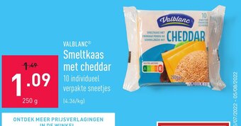 ALDI Valblanc smeltkaas met cheddar 250g aanbieding