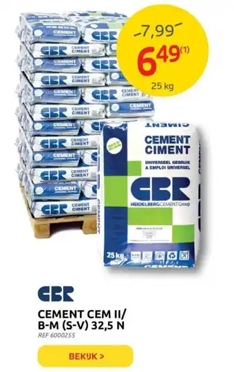 Brico Cbr cement cem II/ b-m (s-v) 32,5 n 25 kg aanbieding