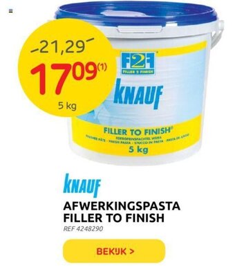 Brico Knauf afwerkingspasta filler to finish 5kg aanbieding