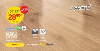 Brico Parket in fineerhout topwood aanbieding