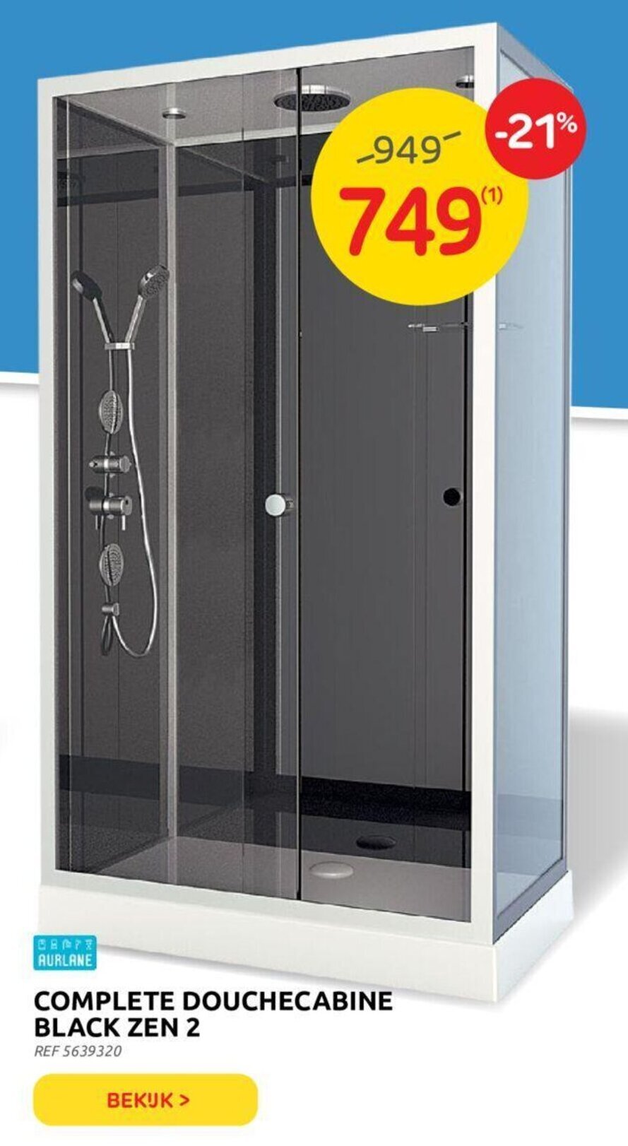 Complete douchecabine black zen 2 promotie bij Brico