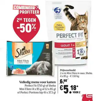 Delhaize Volledig Menu Voor Katten Perfect Fir Of Sheba aanbieding