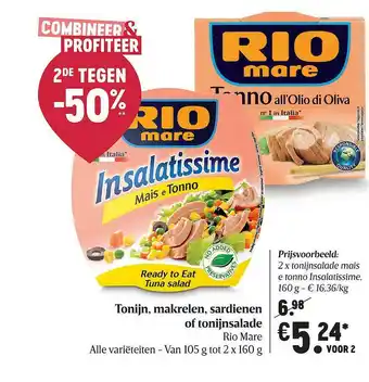 Delhaize Tonijn, Makrelen, Sardienen Of Tonijnsalade Rio Amre aanbieding
