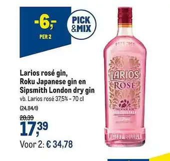 Larios Rose Gin, Roku Japanese Gin En Sipsmith London Dry Gin