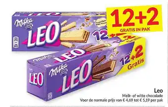 Intermarché Leo Melk- Of Witte Chocolade aanbieding
