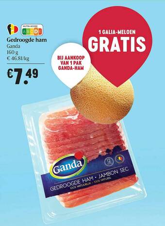 Delhaize Gedroogde Ham Ganda aanbieding