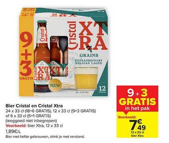 Carrefour Bier Cristal En Cristal Xtra aanbieding