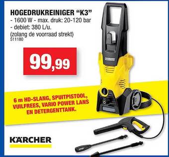 Hubo Hogedrukreiniger K3 aanbieding