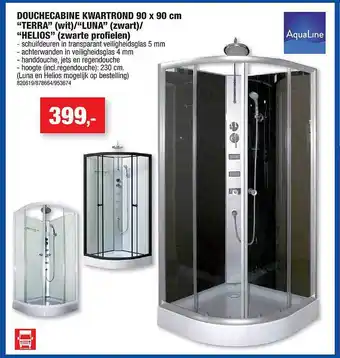 Hubo Aqualine Douchecabine Kwartrond 90 X 90 Cm aanbieding