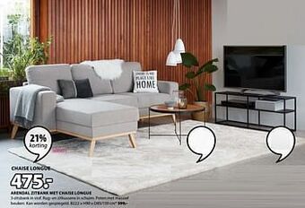 Jysk Arendal zitbank met chaise longue aanbieding