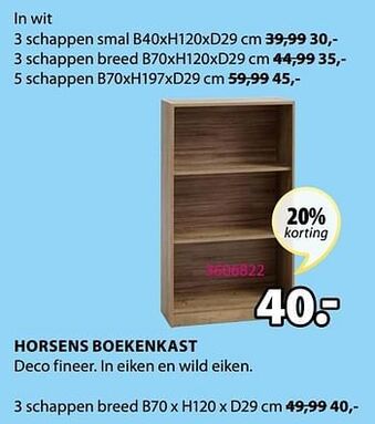 Jysk Horsens boekenkast 3 schappen breed aanbieding