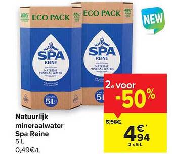 Carrefour Natuurlijk Mineraalwater Spa Reine aanbieding