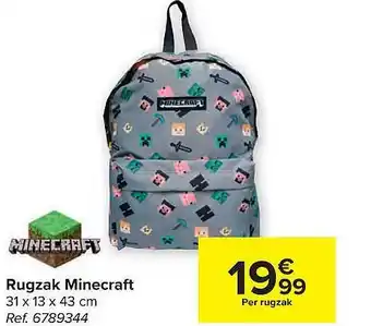 Carrefour Rugzak Minecraft aanbieding