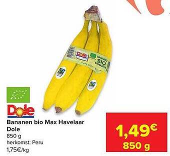 Carrefour Bananen Bio Max Havelaar Dole aanbieding