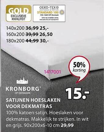 Jysk Satijnen Hoeslaken Voor Dekmatras aanbieding