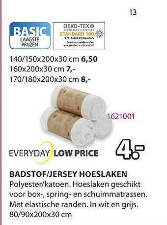 Jysk Badstof-jersey Hoeslaken aanbieding