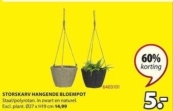 Jysk Storskarv Hangende Bloempot aanbieding