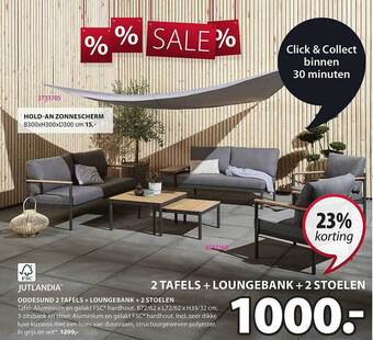 Jysk Oddesund 2 Tafels + Loungebank + 2 Stoelen aanbieding