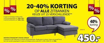 Jysk Gedved Zitbank Met Chaise Longue aanbieding