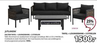 Jysk Salten Tafel + Loungebank + 2 Stoelen aanbieding