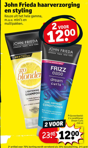 Kruidvat John frieda haarverzorging en styling aanbieding