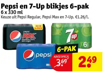 Kruidvat Pepsi en 7-up blikjes 6-pak 6 x 330ml aanbieding