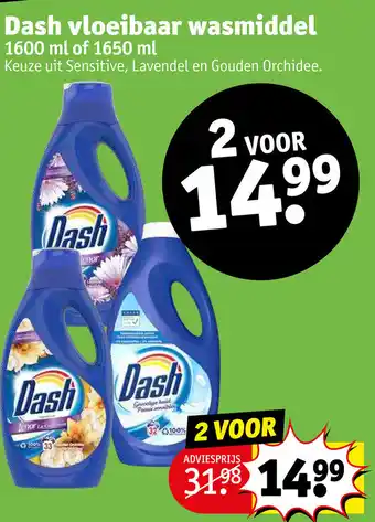 Kruidvat Dash vloeibaar wasmiddel 1600ml of 1650ml aanbieding
