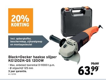 GAMMA Black+Decker haakse slijper KG1202K-QS 1200W aanbieding