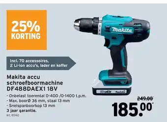 GAMMA Makita accu schroefboormachine DF 488DAEX1 18V aanbieding