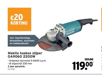 GAMMA Makita haakse slijper GA9060 2200W aanbieding