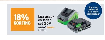 GAMMA Lux accu-en lader set 20V aanbieding