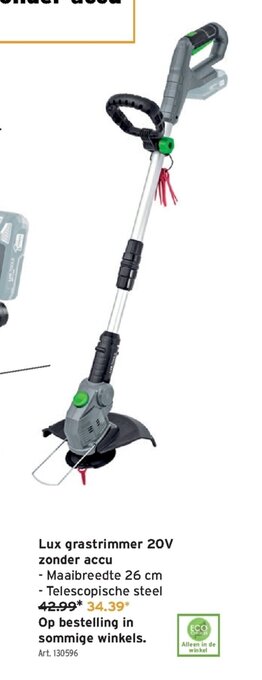 GAMMA Lux grastrimmer 20V zonder accu aanbieding