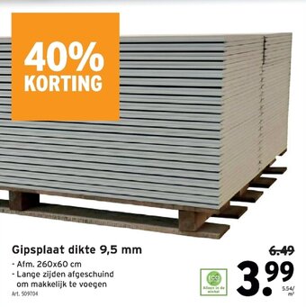 GAMMA Gipsplaat dikte 9,5 mm aanbieding