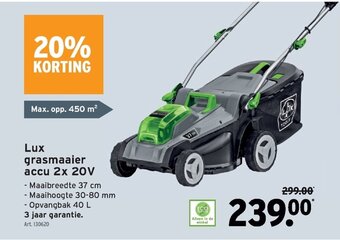 GAMMA Lux grasmaaier accu 2x 20V aanbieding
