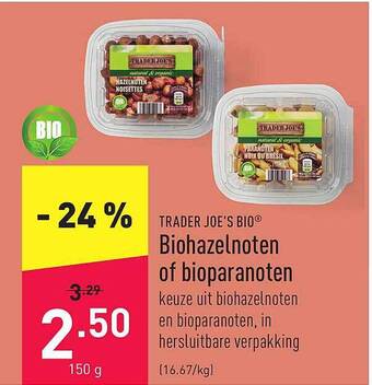 ALDI Trader Joe's Bio Biohazelnoten Of Bioparanoten aanbieding