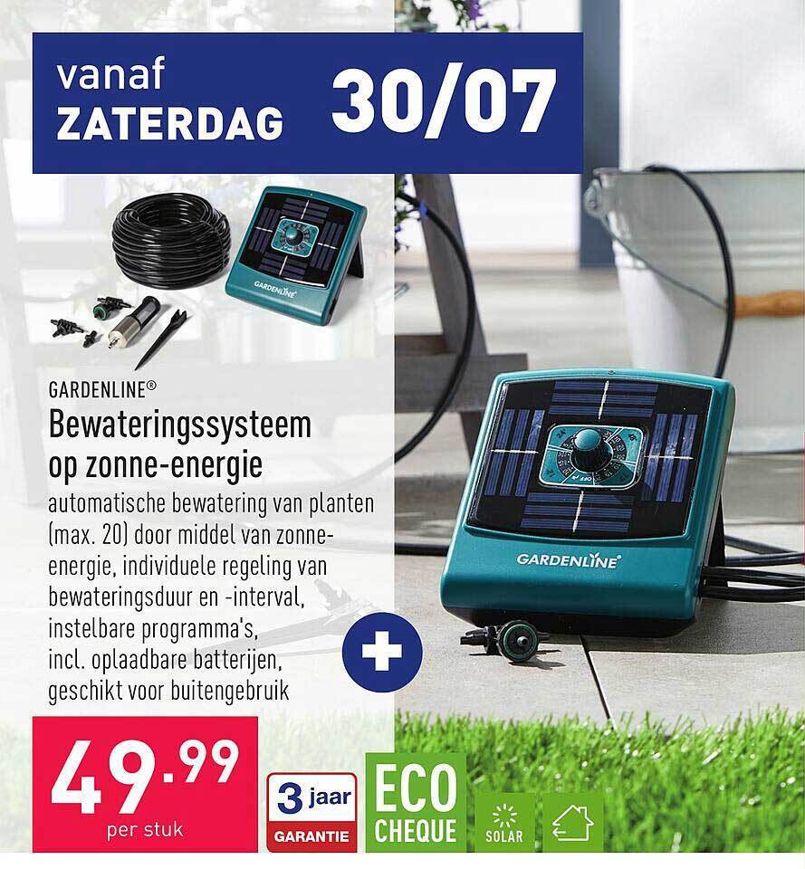 Gardenline Bewateringssysteem Op Zonneenergie promotie bij ALDI