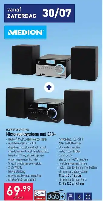 ALDI Medion Life P64935 Micro-audiosysteem Met Dab+ aanbieding