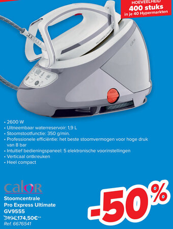 Carrefour Calor Stoomcentrale Pro Express Ultimate GV9555 aanbieding