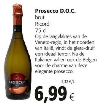 Colruyt Prosecco d.o.c. brut ricordi aanbieding