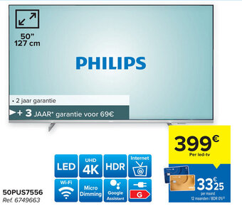 Carrefour Philips 50PUS7556 50" 127 cm aanbieding
