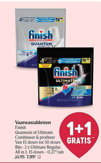 Delhaize Vaatwastabletten Finish aanbieding
