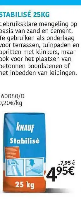 HandyHome Stabilisé 25kg Knauf aanbieding