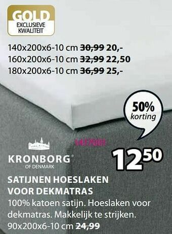 Jysk Satijnen hoeslaken voor dekmatras aanbieding
