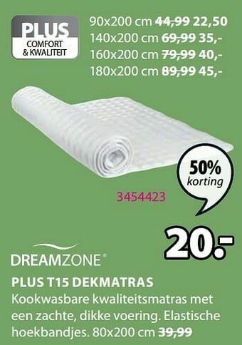 Jysk Plus t15 dekmatras aanbieding