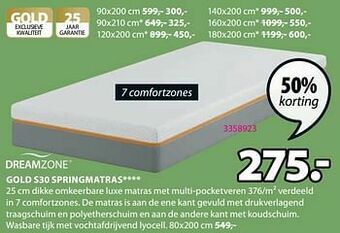 Jysk Gold s30 springmatras aanbieding