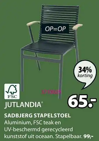 Jysk Sadbjerg stapelstoel aanbieding