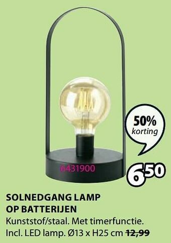 Jysk Solnedgang lamp op batterijen aanbieding