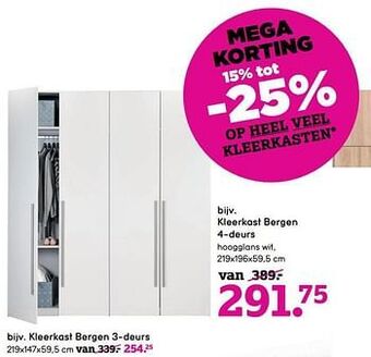 Leen Bakker Kleerkast bergen 4-deurs aanbieding
