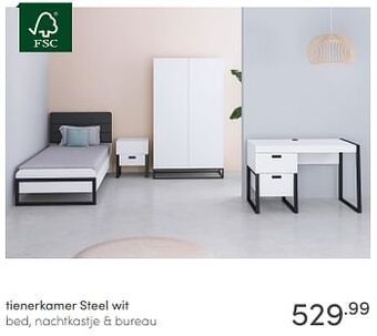 Baby & Tiener Tienerkamer steel wit aanbieding